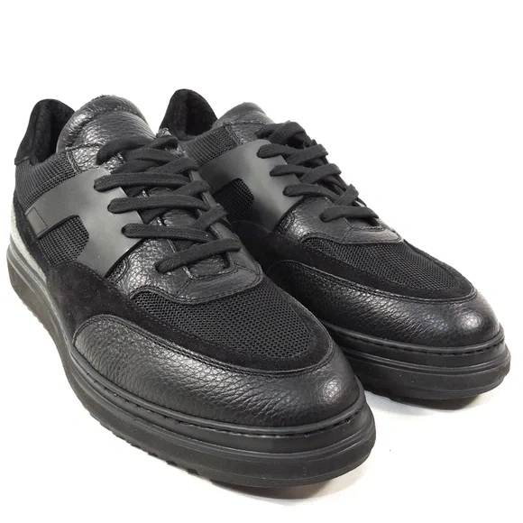 PRINCIPE DI BOLOGNA 🇮🇹 MEN'S BLACK LEATHER & SUEDE COMFORT WINTER SNEAKERS Sneakers
